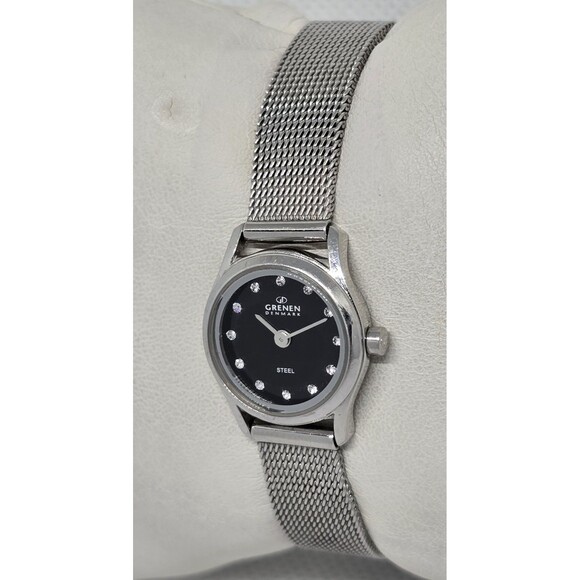 Women\'s Grenen Denmark Round Black Dial Crystal Marker Mesh Bracelet Watch 09 main image 7